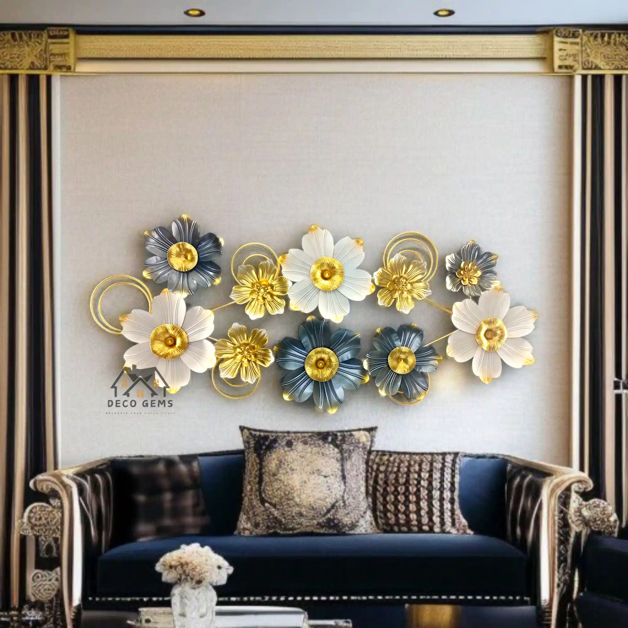 Golden & Black Colour Floral Designed Wall Dècor - 17673