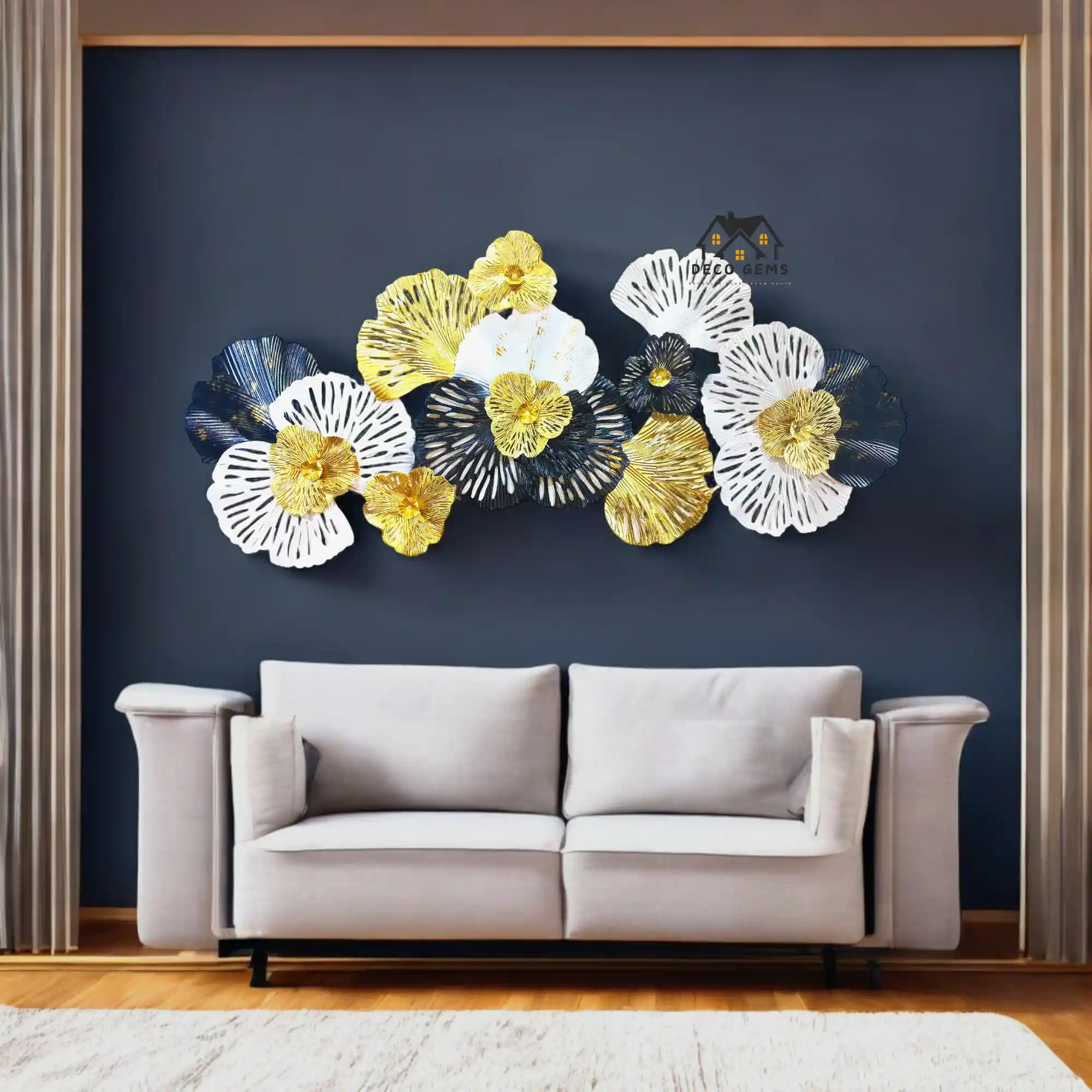 Black & Golden Colour Metal Horizontal Decorative Wall Art -  17672