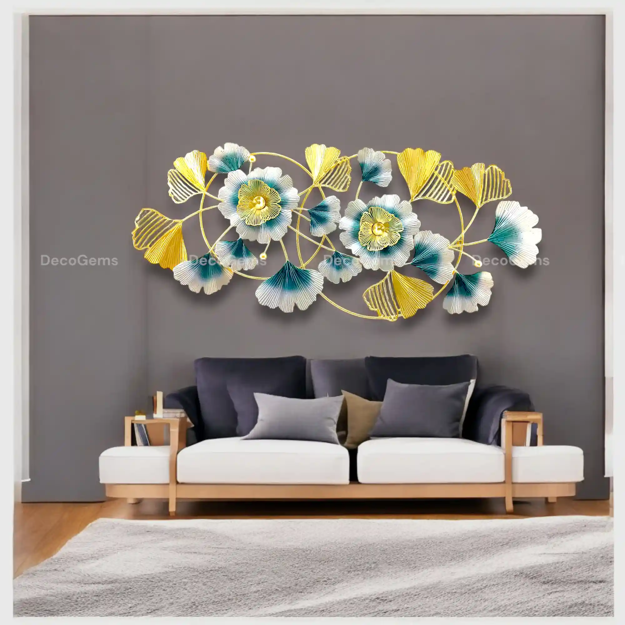 Metal Leaf & Flower Wall Décor- 17479