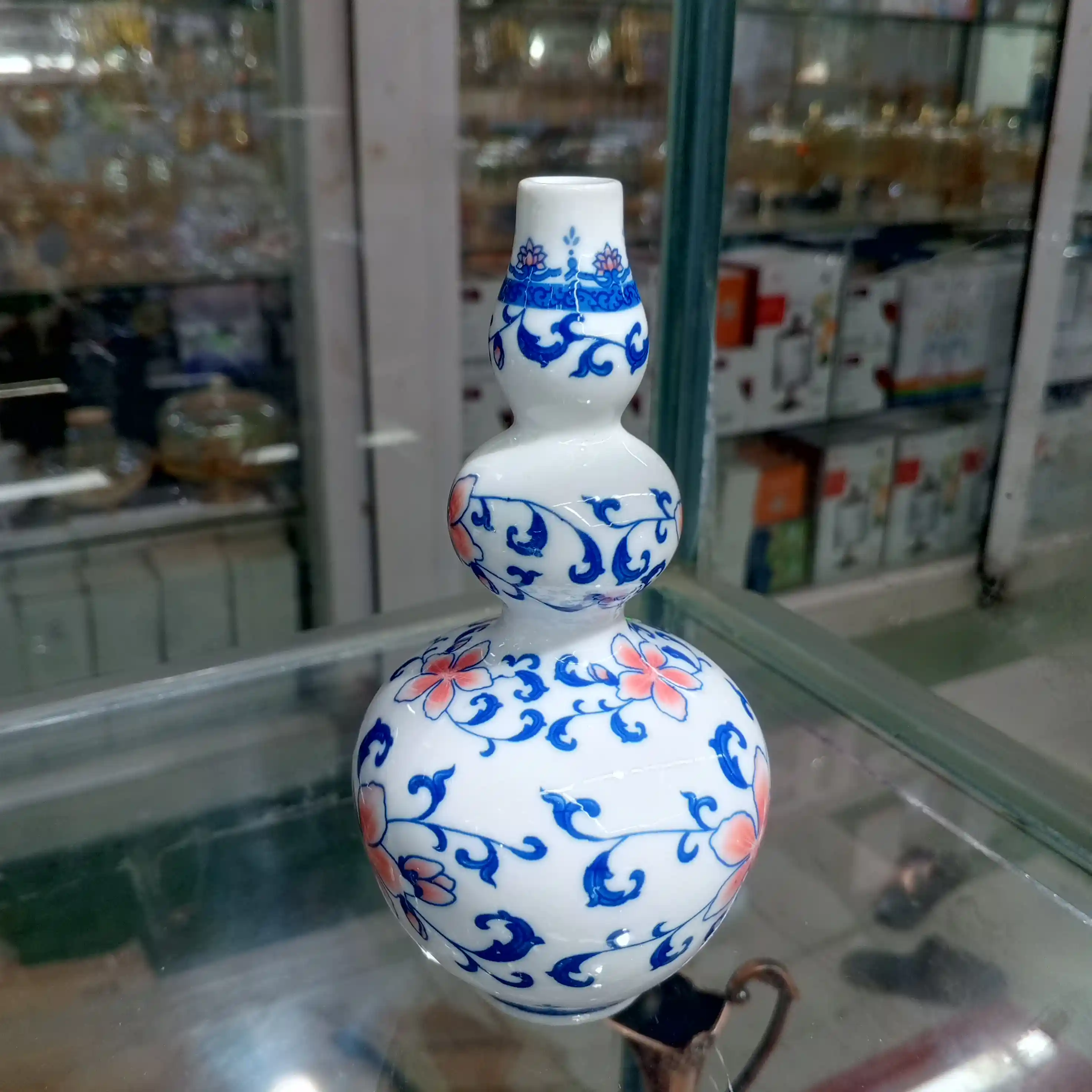 Pink-Blue Floral Designed Flower Vase