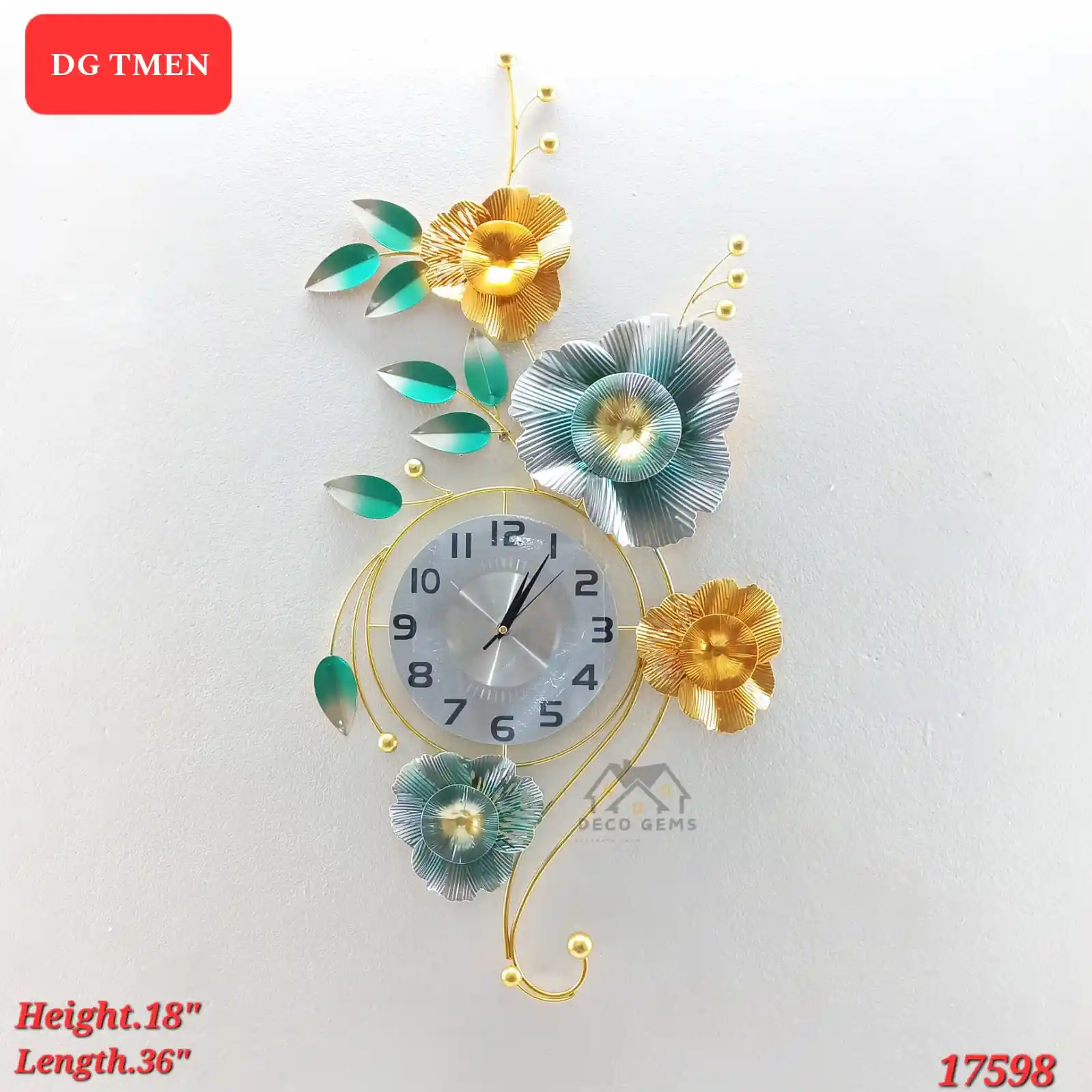Metal Flower Decorative Wall Clock-