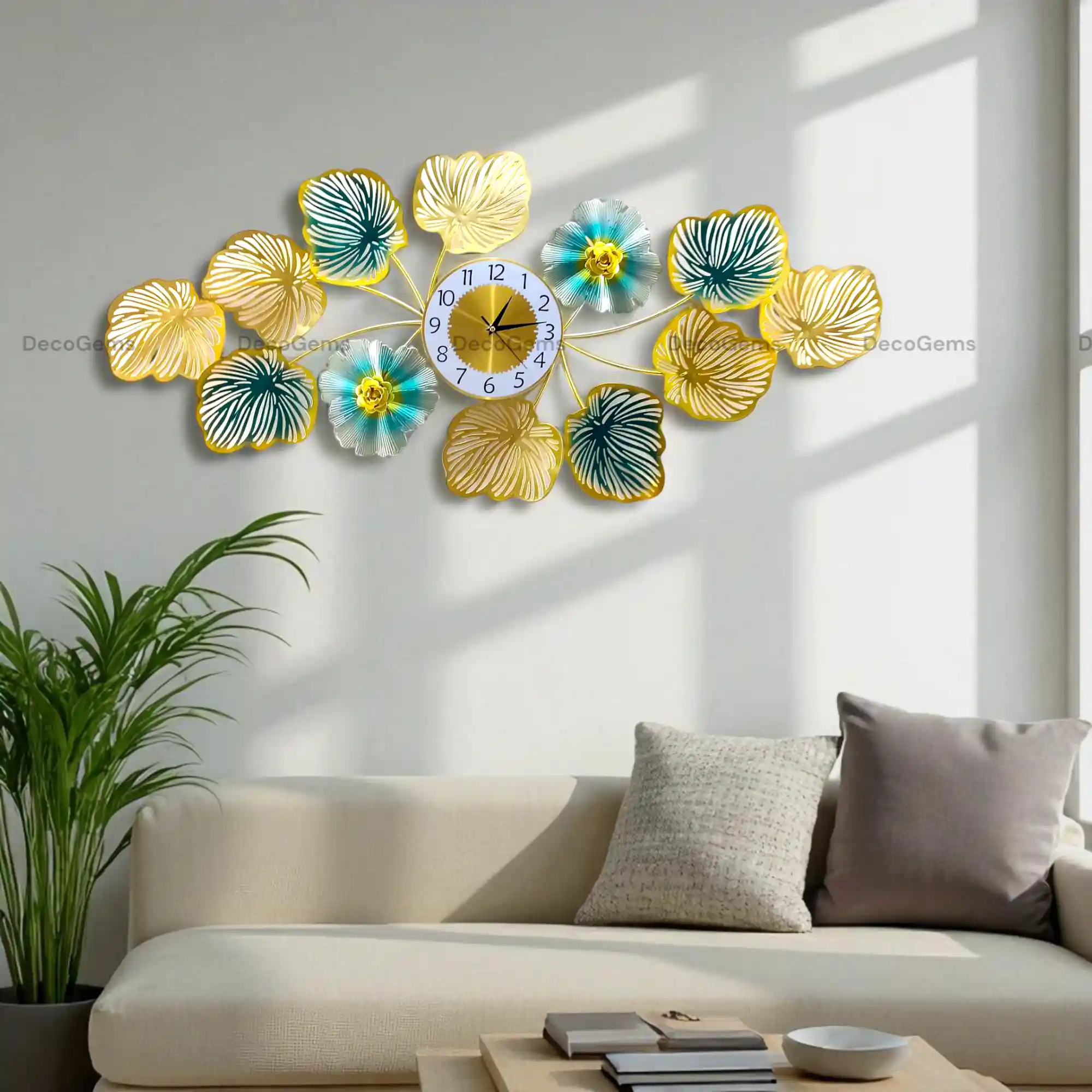 Metal Blossom Wall Décor Clock- 17186