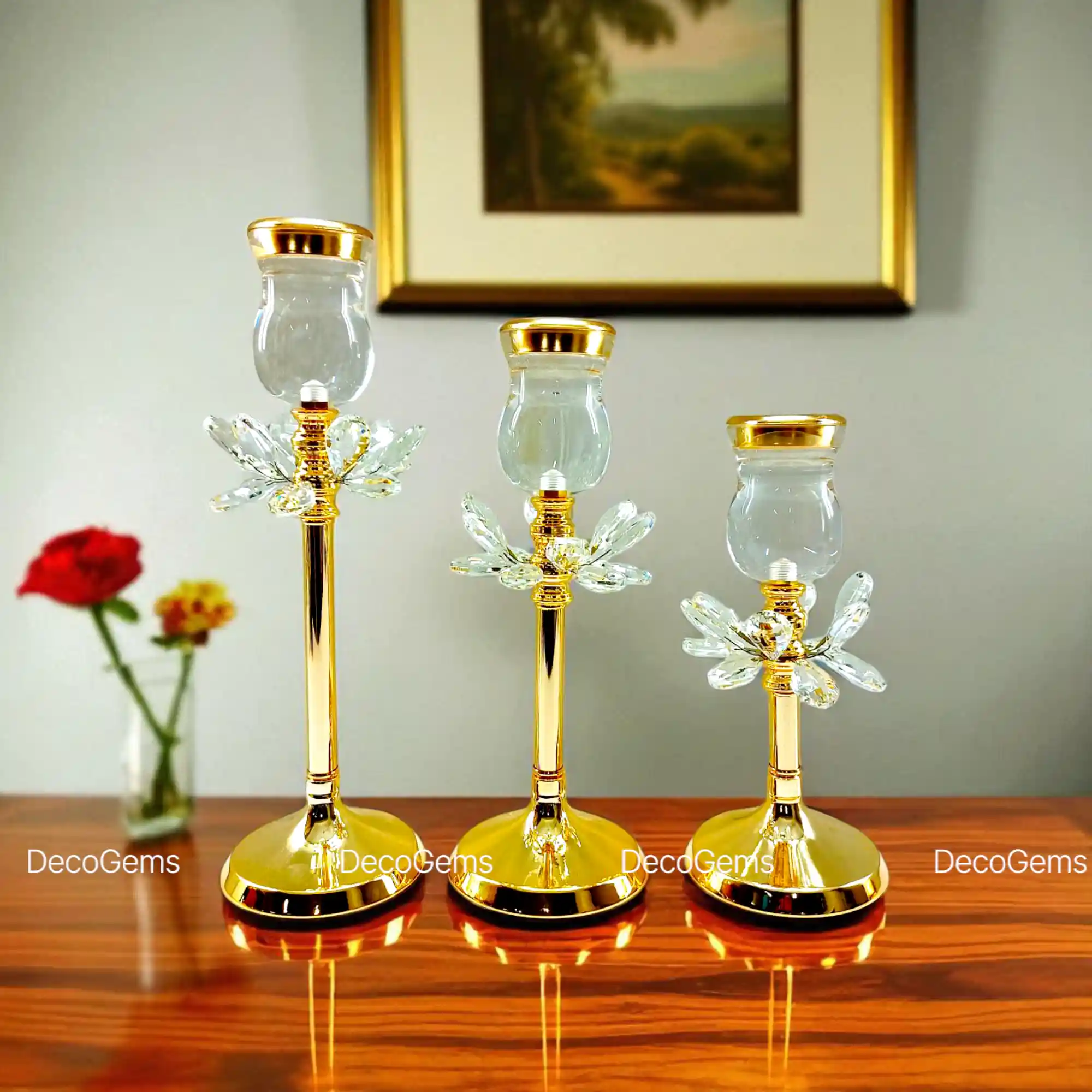 Crystal Candle Holder (Set)- 17388