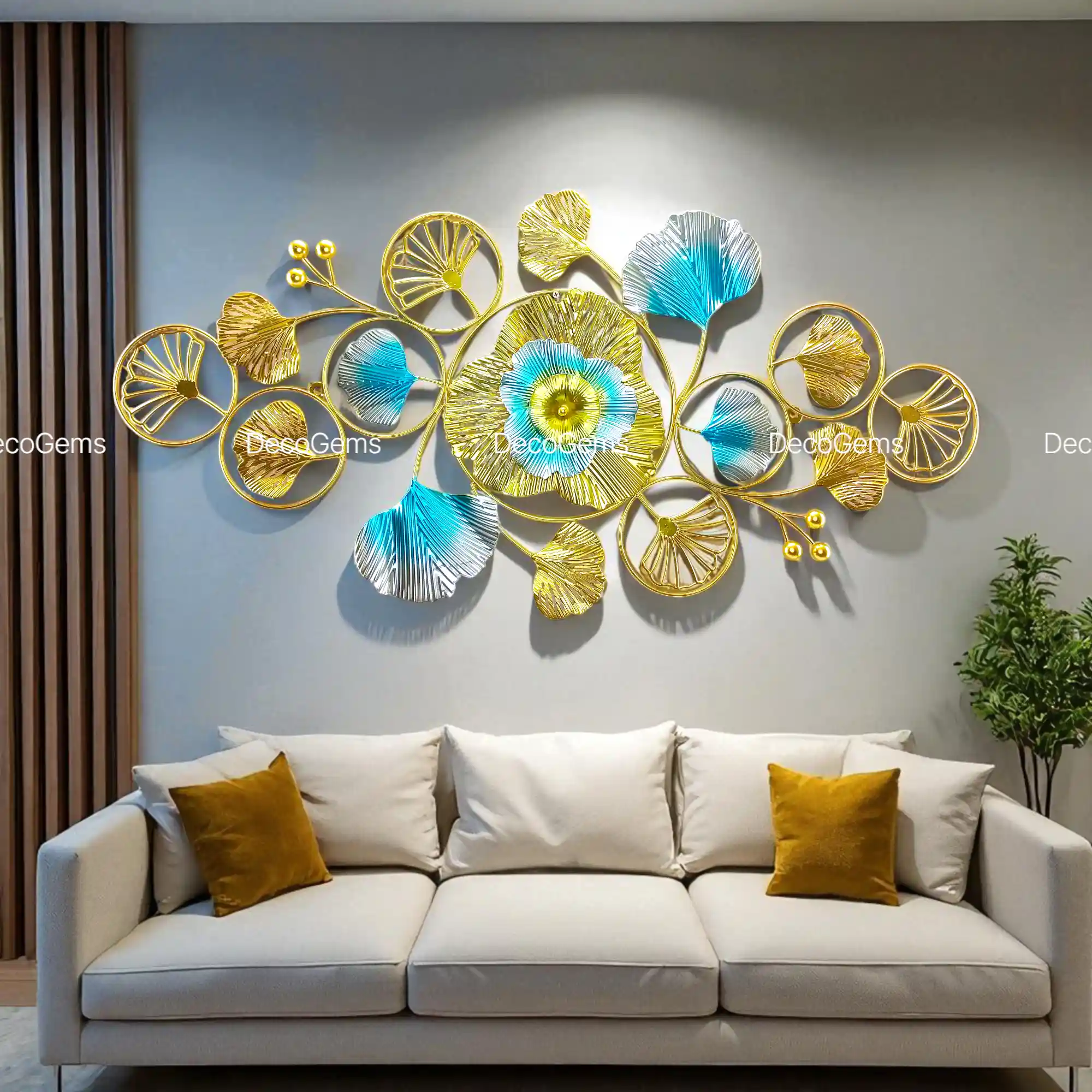 Golden leaf Metal Horizontal Wall Decor