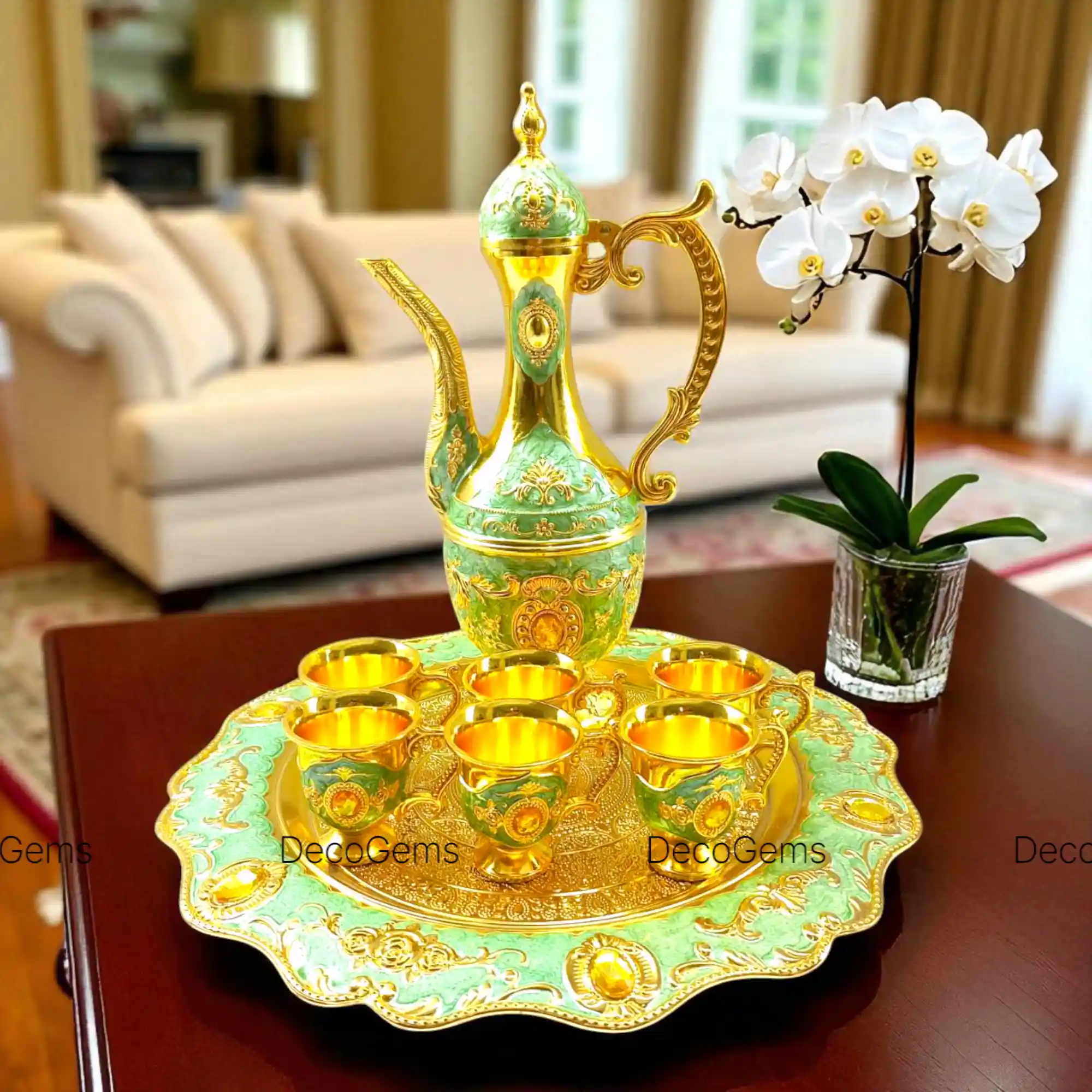 Luxury Green & Golden Floral Designed Surai Set -16686