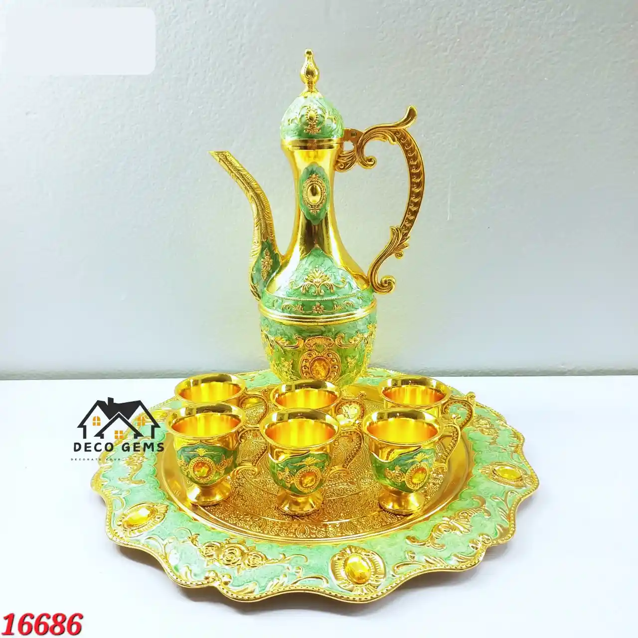 Luxury Green & Golden Floral Designed Surai Set -16686