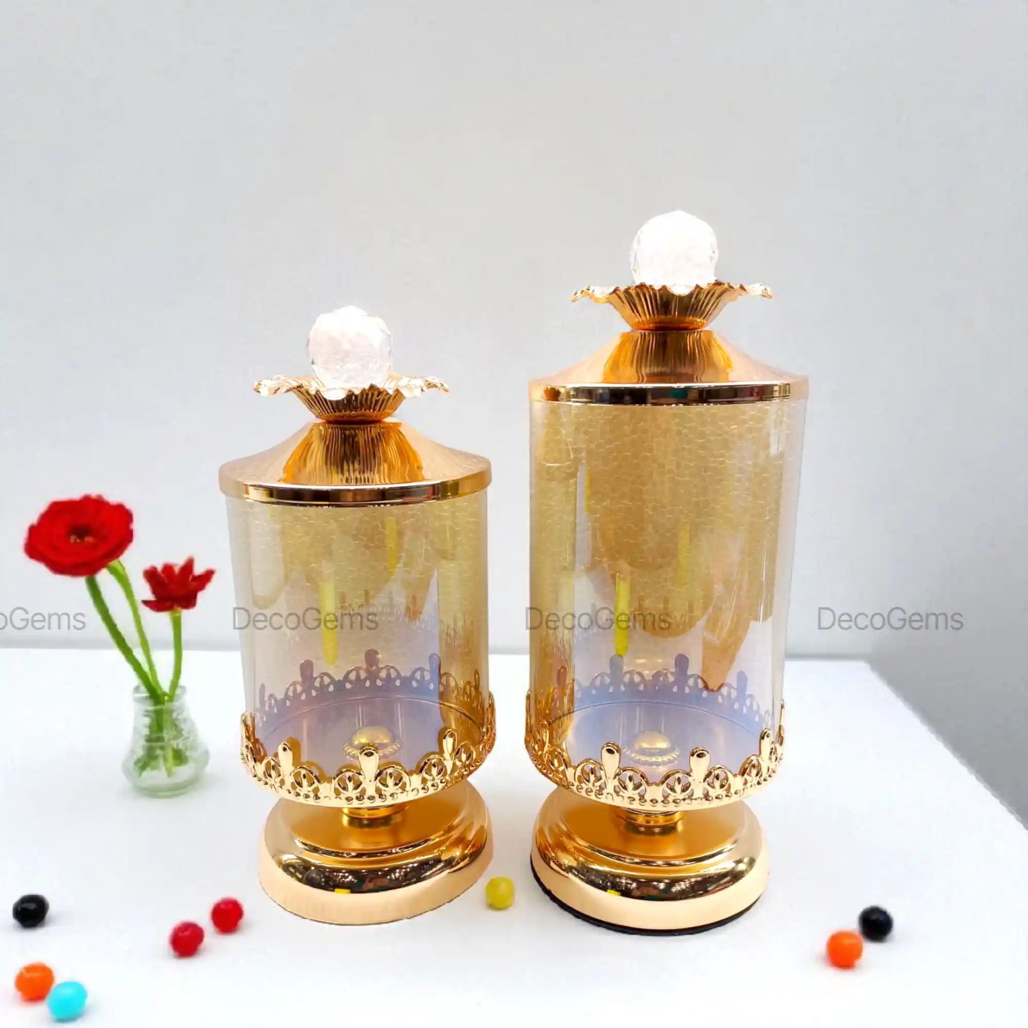 Vintage Crystal Candy Jar Set - 16243/4