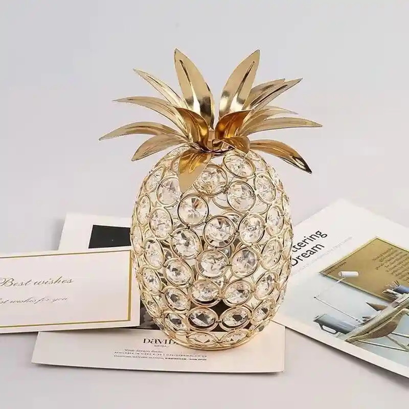 Metal & Crystal Stone Made Fruits Showpiece