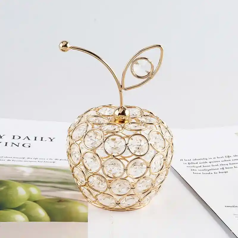 Metal & Crystal Stone Made Fruits Showpiece