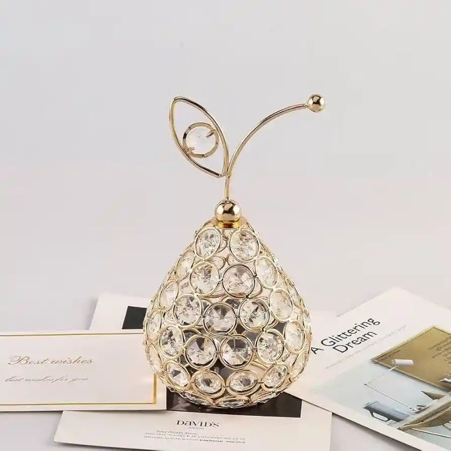 Metal & Crystal Stone Made Fruits Showpiece