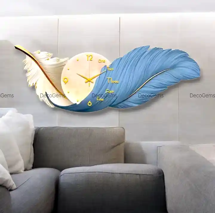 Feather Wall Clock (Blue Feather)