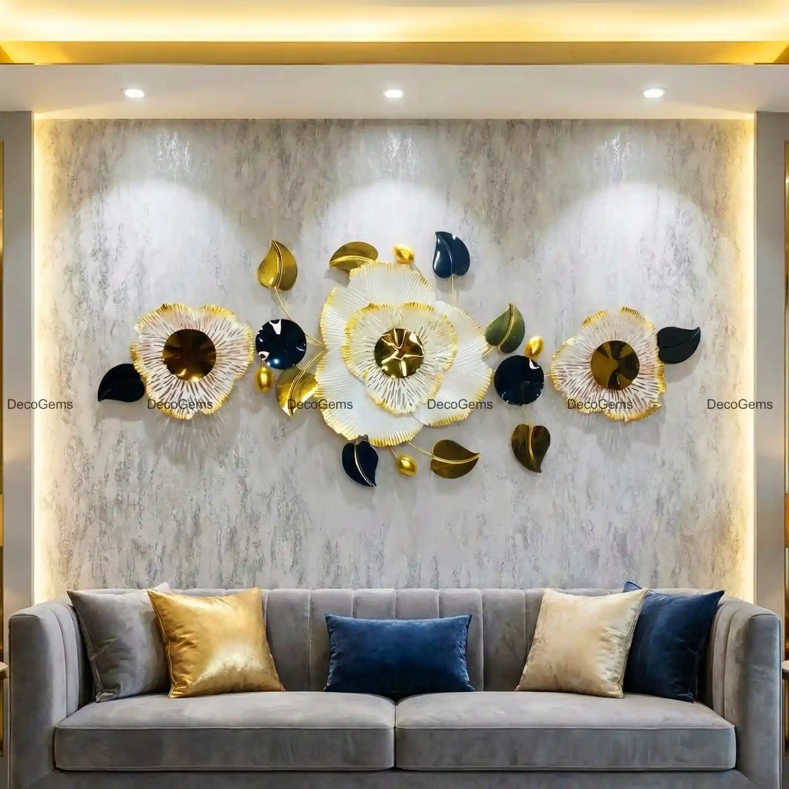 Big Flower With Glossy Leaf Horizontal Wall Decor - 17664